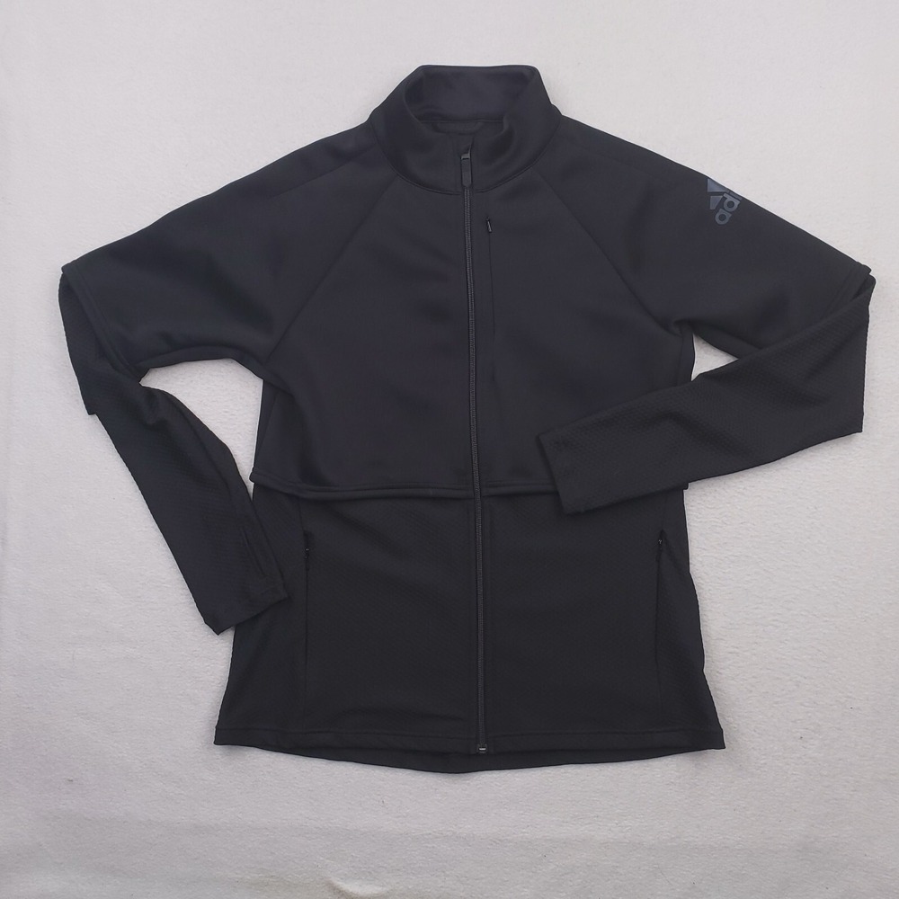 Adidas Track Jacket Women Large Black TT Mel Perf Athleisure Top Thermal Running
